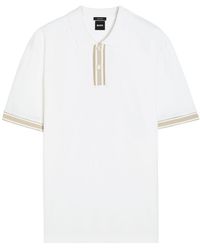 BOSS - Striped-Trim Cotton Polo Shirt - Lyst