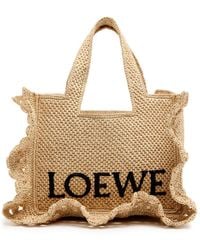 Loewe - X Paula's Ibiza Font Ruffled Raffia Tote Bag - Lyst