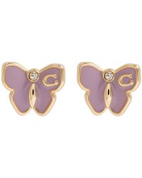 COACH - Garden Butterfly Embellished Stud Earrings - Lyst