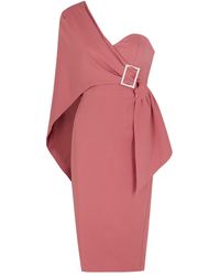 Lavish Alice Rose One-shoulder Midi Dress - Pink