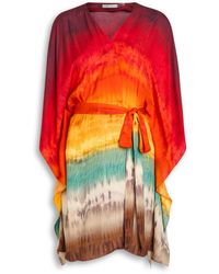 Alice + Olivia - Marva Printed Satin Mini Kaftan - Lyst