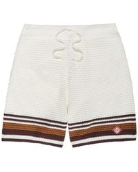 CASABLANCA - Logo-Appliquéd Striped Crochet Cotton-Knit Shirt - Lyst