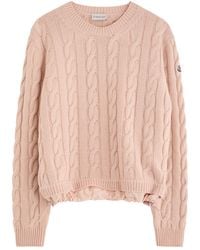 Moncler - Logo Cable-Knit Wool-Blend Jumper - Lyst