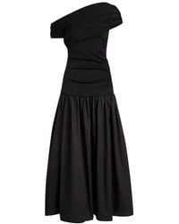 Self-Portrait - Detachable-Skirt Cotton-Poplin And Fine-Knit Midi Dress - Lyst