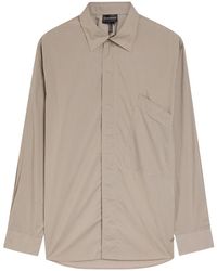 Emporio Armani - Logo-Embroidered Cotton-Poplin Shirt - Lyst
