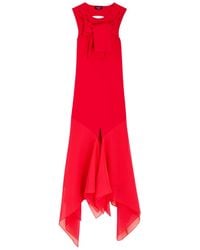A.W.A.K.E. MODE - Chiffon And Knit Knotted-Neckline Midi Dress - Lyst