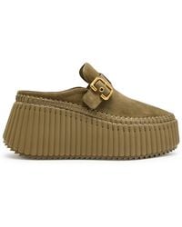 Chloé - Nama Platform Wedge Suede Mules - Lyst