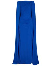 Talbot Runhof - Cape-Effect Draped Stretch-Tulle Gown - Lyst