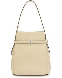 TOTEME - Belted Grained Leather Bucket Bag - Lyst