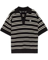 Amiri - Striped Logo-Embroidered Knit Polo Shirt - Lyst