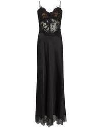 Self-Portrait - Lace And Satin Midi Dress - Lyst