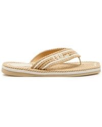 Chloé - Chloé Sand Woven And Leather Flip Flops - Lyst