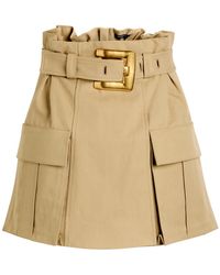 Balmain - Belted Cotton Mini Cargo Skirt - Lyst