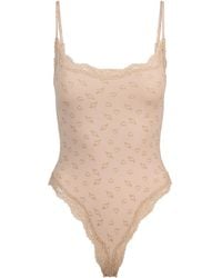 Skims - Printed Lace-Trim Stretch-Jersey Bodysuit - Lyst