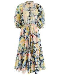 byTiMo - Floral-Print Embroidered Cotton-Blend Midi Dress - Lyst