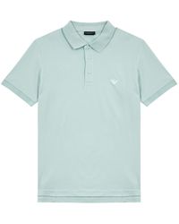 Emporio Armani - Logo-embroidered Stretch-cotton Polo Shirt - Lyst