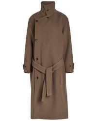 Lemaire - Wrap Belted Wool Coat - Lyst