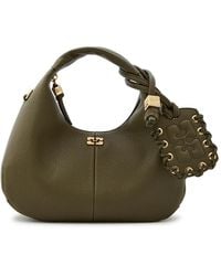 Ganni - Hobo Mini Grained Leather Top Handle Bag - Lyst