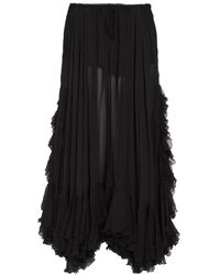 Chloé - Ruffled Sheer Silk-Chiffon Maxi Skirt - Lyst