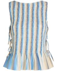Ganni - Ombre Stripe Smocked Cotton-Poplin Top - Lyst