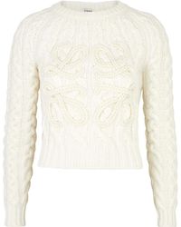 Loewe - Anagram Cable-Knit Wool-Blend Jumper - Lyst