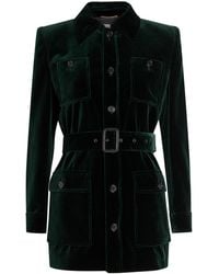 Saint Laurent - Belted Velvet Jacket - Lyst