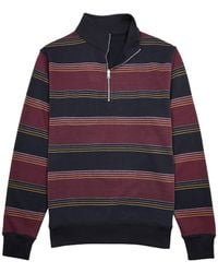 Oliver Spencer - Reversible Striped Cotton-blend Half-zip Sweatshirt - Lyst