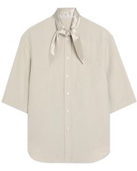 Maria McManus - Tie-Neck Satin-Crepe Shirt - Lyst