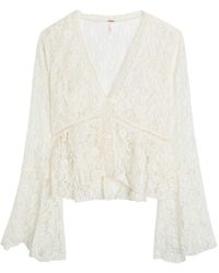 Free People - Whispering Love Lace Cropped Blouse - Lyst