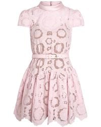 Self-Portrait - Belted Guipure Lace Mini Dress - Lyst