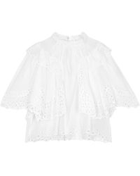 Isabel Marant - Katia Ruffled Broderie-Anglaise Cotton Top - Lyst