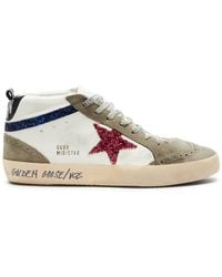 Golden Goose - Mid Star Distressed Panelled Leather Sneakers - Lyst