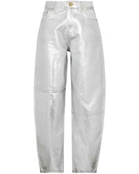 Ganni - Stary Foil-print Barrel-leg Jeans - Lyst