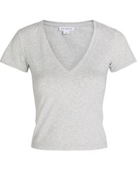 GOOD AMERICAN - V-Neck Stretch-Cotton T-Shirt - Lyst
