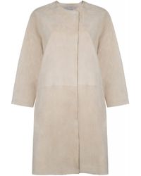 Gushlow & Cole Collarless Suede Coat - Natural