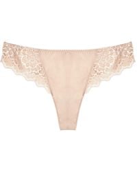 Simone Perele Caresse Blush Lace Thong - Size 2 - Natural