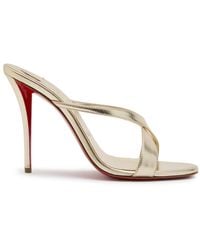 Christian Louboutin - Mulazee Cross 100 Metallic Leather Sandals - Lyst