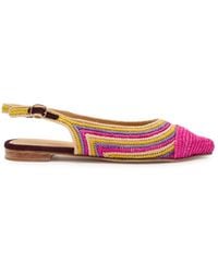Gabriela Hearst - Strength Striped Raffia Slingback Flats - Lyst