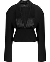 A.W.A.K.E. MODE - Cummerbund Collar Tuxedo Crepe And Satin Top - Lyst