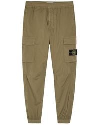Stone Island - Logo Stretch-Cotton Cargo Trousers - Lyst