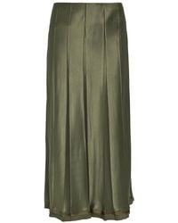 Vince - Pleated Satin Midi Skirt - Lyst
