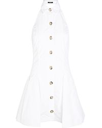 Balmain - Halterneck Cotton-Poplin Mini Dress - Lyst