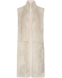 Gushlow & Cole Stand Collar Long Shearling Gilet - White