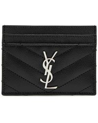 Saint Laurent - Logo Leather Card Holder - Lyst