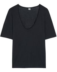 TOTEME - Scoop-Neck Cotton And Silk-Blend T-Shirt - Lyst