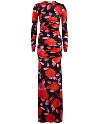 Blumarine - Printed Ruched Stretch-Jersey Maxi Dress - Lyst