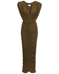 Ronny Kobo - Parish Cowl-Neck Ruched Stretch-Mesh Midi Dress - Lyst