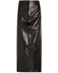 KHAITE - Lyle Leather Midi Pencil Skirt - Lyst