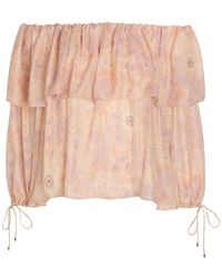 Chloé - Floral-Print Silk Top - Lyst