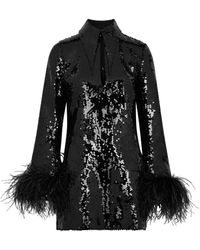 16Arlington - Michelle Feather-trimmed Sequin Mini Dress - Lyst